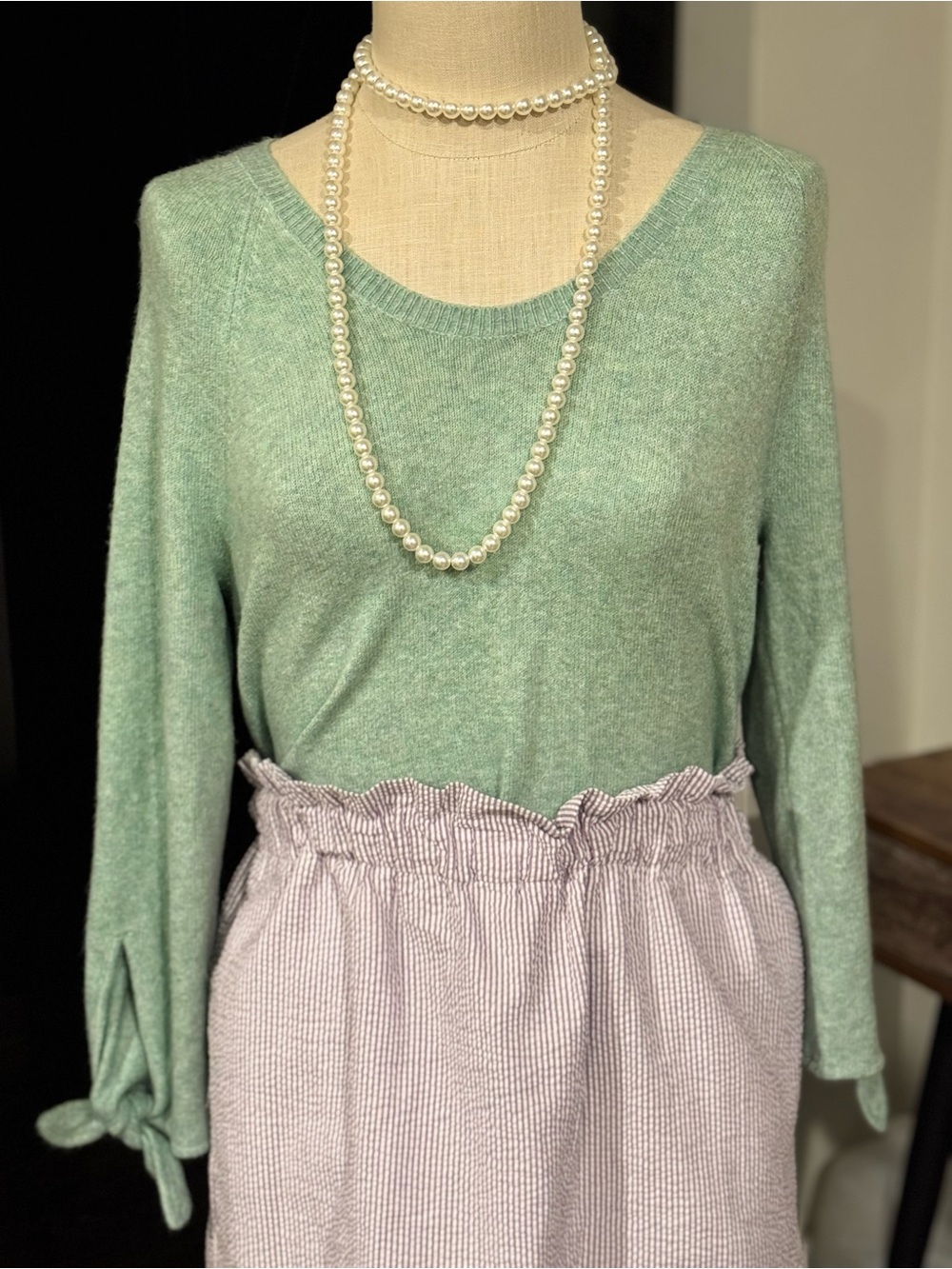 LOFT Sage Green Lightweight Scoop Neck Sweater